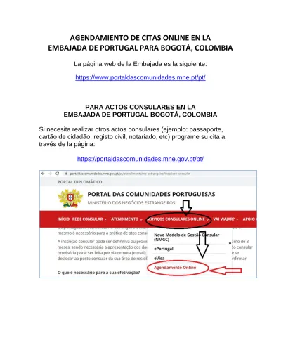 AGENDAMIENTO DE CITAS ONLINE EN LA EMBAJADA DE PORTUGAL PARA BOGOTÁ