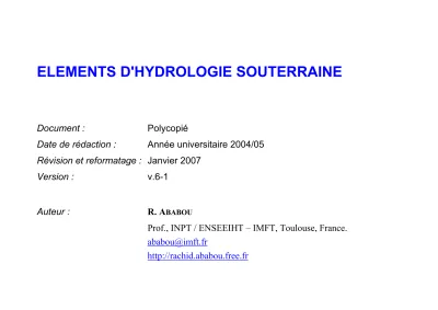 Loi De Darcy Et Perm Abilit Hydrodynamique Des Milieux Poreux