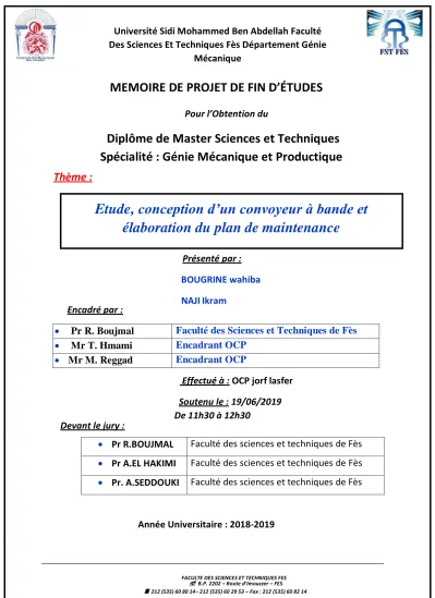 Etude de la bande transporteuse Etude du convoyeur à bande