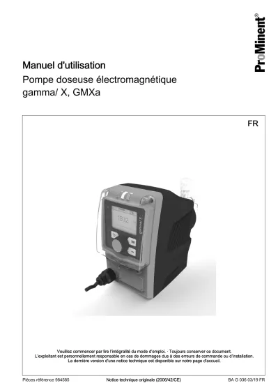 Informations De Commande Manuel D Utilisation Pompe Doseuse