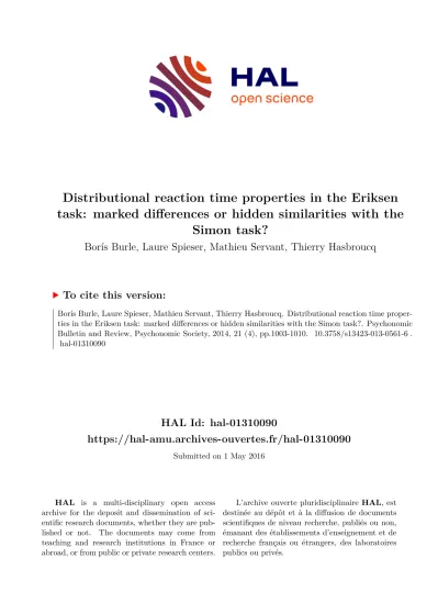 Distributional Reaction Time Properties In The Eriksen Task Marked