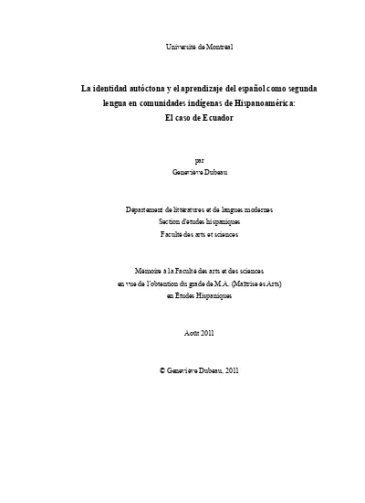 La Identidad Aut Ctona Y El Aprendizaje Del Espa Ol Como Segunda Lengua