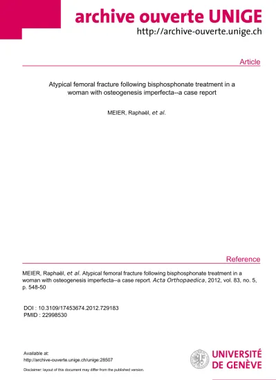 Atypical Femoral Fracture Following Bisphosphonate Treatment In A Woman