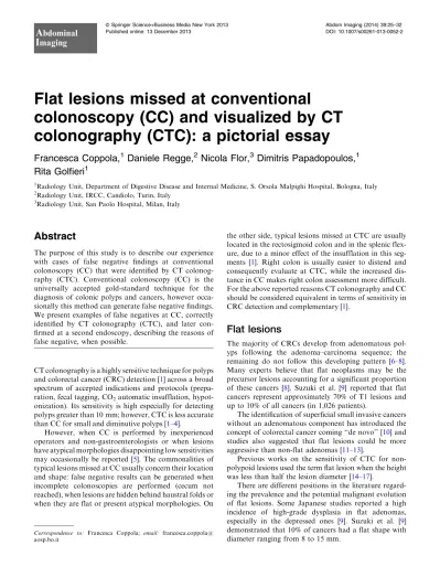 Flat Lesions Missed At Conventional Colonoscopy Cc And Visualized By