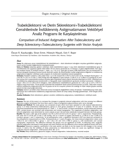 Trabekülektomi ve Derin Sklerektomi TrabekülektomiCerrahilerinde