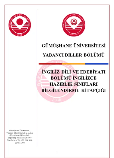 GÜMÜŞHANE ÜNİVERSİTESİ YABANCI DİLLER BÖLÜMÜ İNGİLİZ DİLİ VE EDEBİYATI