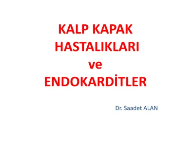 KALP KAPAK HASTALIKLARI ve ENDOKARDİTLER Dr Saadet ALAN