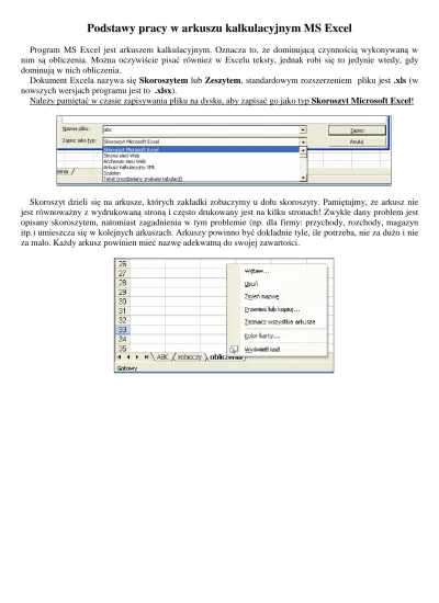 Podstawy Pracy W Arkuszu Kalkulacyjnym MS Excel Program MS Excel Jest