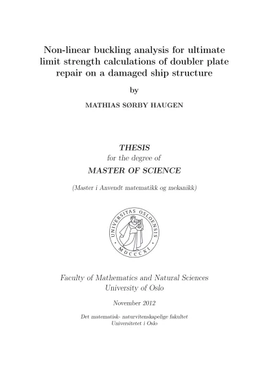 Double Plates Non Linear Buckling Analysis For Ultimate Limit