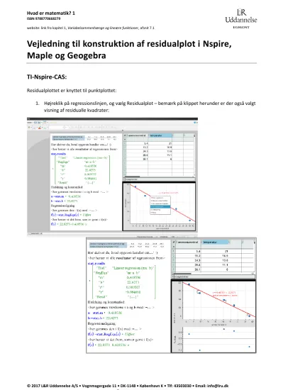 Vejledning Til Konstruktion Af Residualplot I Nspire Maple Og Geogebra