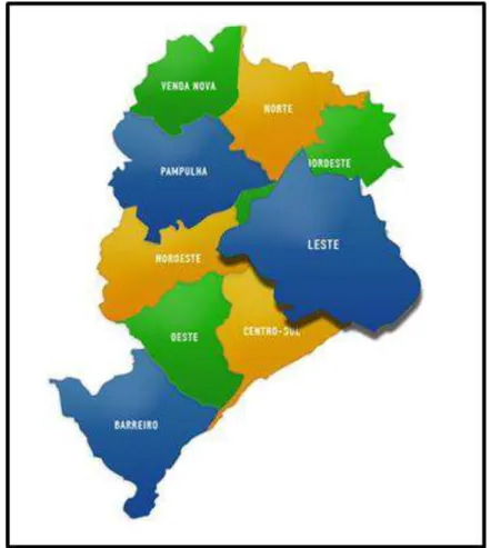 FIGURA 1  – Mapa Regional de Belo Horizonte / Prefeitura Belo Horizonte 