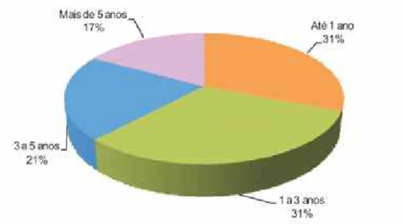 Gráfico 11. Distribuição dos empregados por tempo de emprego – Empresa B, 2004