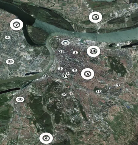 Figure 1. Measurement sites within the monitoring network in Belgrade. 