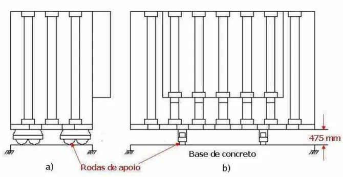 Figura 4.3: a) Esquema da face frente à rua; b) Esquema da face frente aos prédios