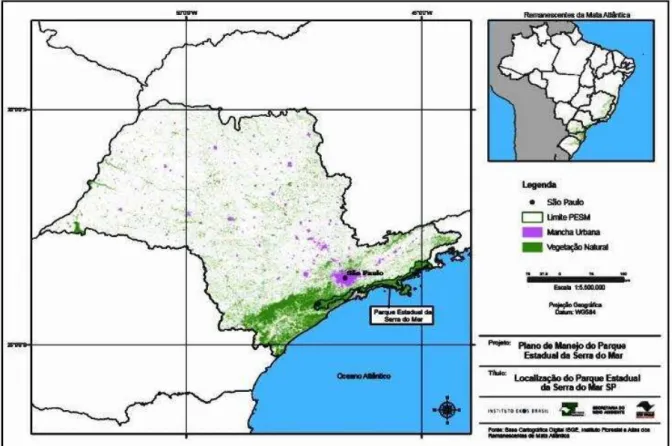 Figura 1. Localização do PESM. Retirado do Plano de Manejo (São Paulo, 2006). 