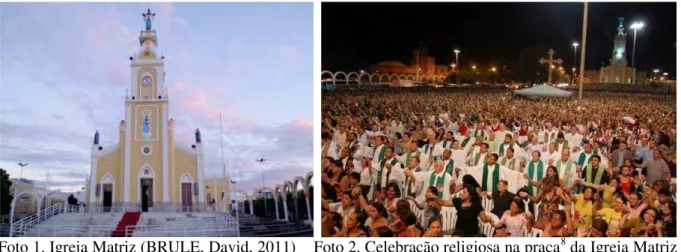 Foto 1. Igreja Matriz (BRULE, David, 2011)    Foto 2. Celebração religiosa na praça 8  da Igreja Matriz  (Disponível no site da prefeitura)   