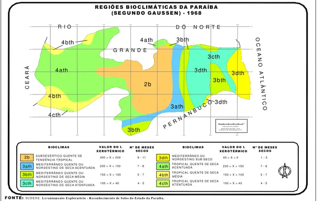 Figura 4 - Regiões Bioclimáticas do Estado da Paraíba