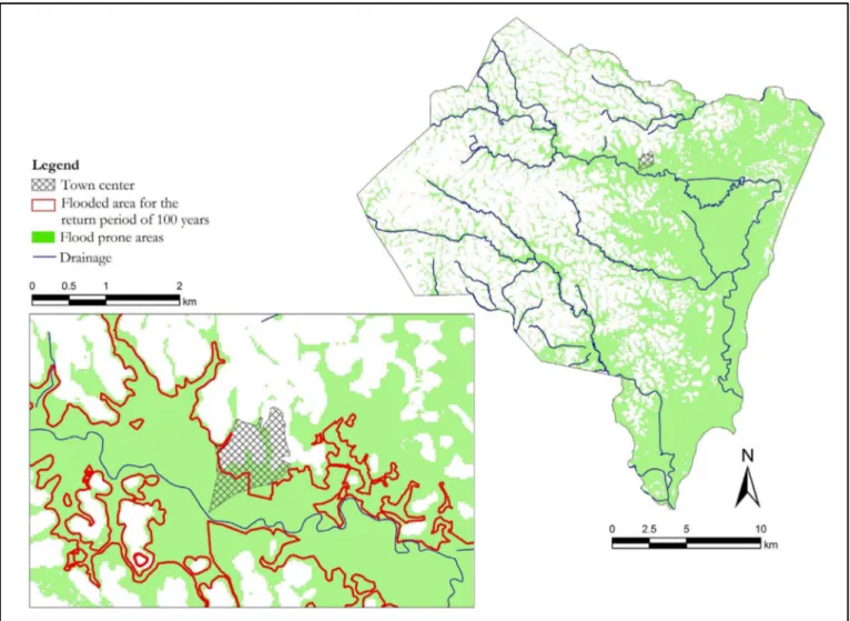 Figure 11 – Map resulting from applying the method of  identifying lood prone areas in Ipojuca municipality