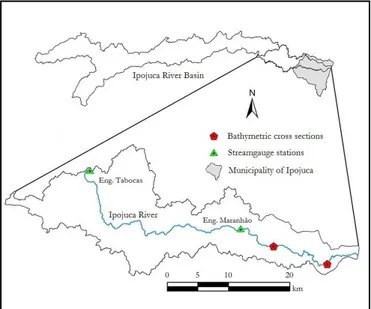 Figure 2 – Area of  the Ipojuca river basin simulated by the models 