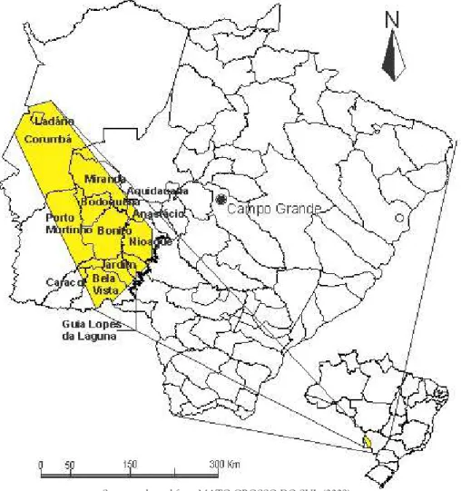 Figure 1: Map of the State of Mato Grosso do Sul containing the limits of Bodoquena- Bodoquena--Pantanal Geopark