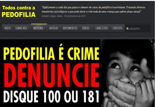 Figura 1: Apresentação do site “Todos contra a pedofilia”