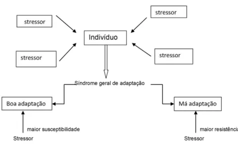Figura 1 - Síndrome geral de adaptação   Fonte: Selye, 1936, citado por Sacadura-Leite e Uva, 2007, p.25