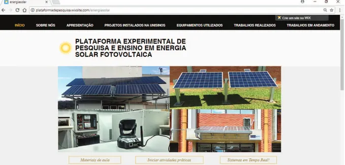 Figura 3.1 - Site da plataforma experimental de pesquisa e ensino em ESFV. 