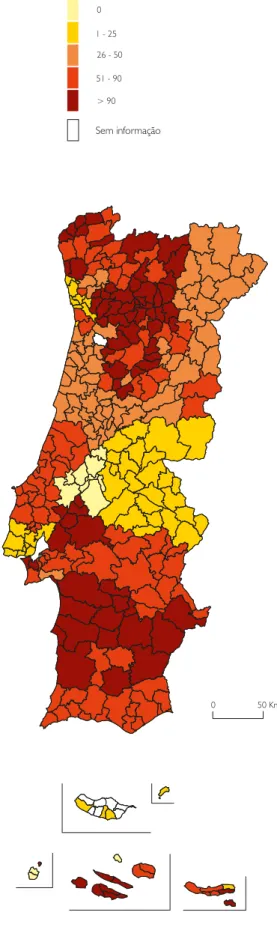 Figura 2.4  Proporção de RU depositados em  aterro, por município, em 2014 (%)  