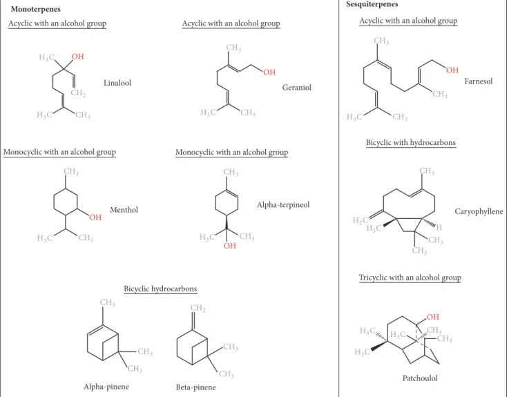 Figure 1: Chemical structures of essential oil constituents.