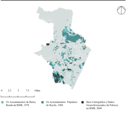 Figura 01: Expansão da área ocupada por assentamentos precários, ao longo das décadas de 1970, 1980 e 1990.