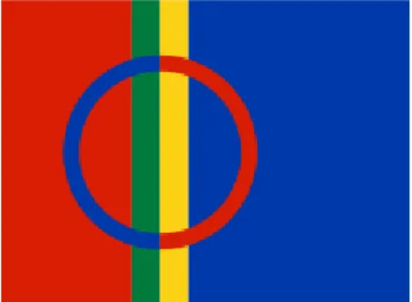 Fig. 3 Bandeira oficial do povo Sámi (Fonte: http://en.wikipedia.org/wiki/Sami_people) 