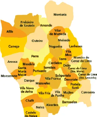 Figura 1 - Imagem ilustrativa do mapa do  concelho de Viana do Castelo 