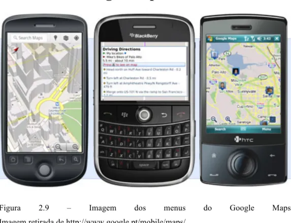 Figura  2.9  –  Imagem  dos  menus  do  Google  Maps 