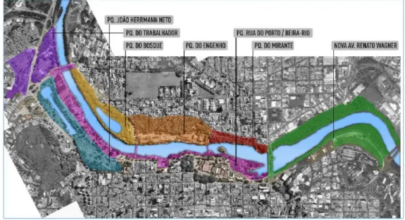 Figura 1. O novo projeto na Orla do Rio Piracicaba: a cidade recebe um Sistema de Parques  Integrados e dois novos trechos – a nova Av