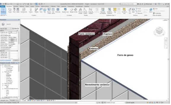 Figura 3. Exemplo de modelagem de paredes com camadas separadas 5 . 