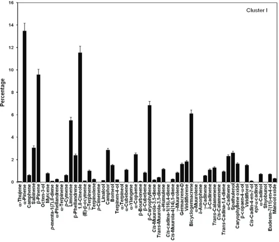 Figure 2.  Mean chemical composition of the essential oil cluster I of Hyptis fruticosa Salzm