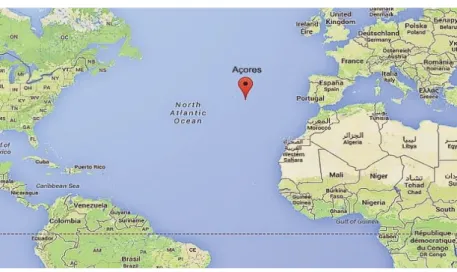 Figura 7: Posição geográfica dos Açores no Atlântico Norte 