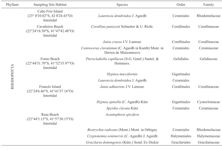 Table 1. The checklist of the benthic marine macroalgae collected in this study.