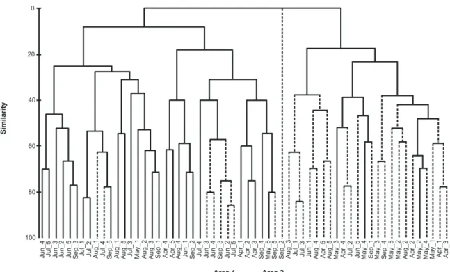 Figure 2.  Similarity dendogram of quadrants based on the Bray-Curtis similarity index