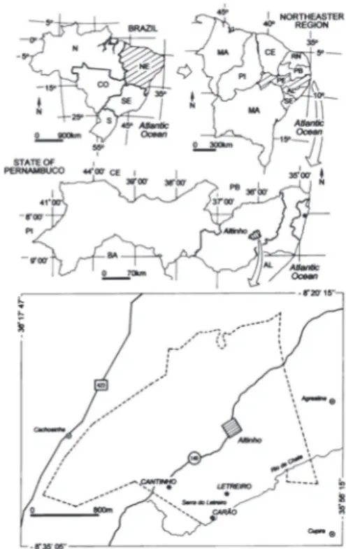 Figure 1 – Area of study: communities of Carão and Letreiro,  Altinho, in Pernambuco (northeast Brazil) (Source: Alencar et  al, 2010).