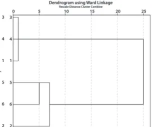 Figure 2 - Cluster analysis graph (select composition > 0.2 %)  of the essential oil from six different production areas.