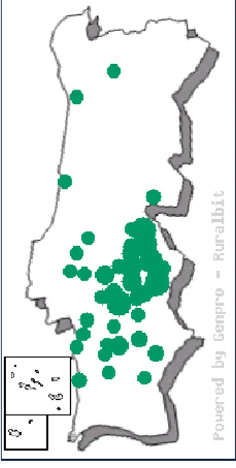 Figura 1.5 Mapa de distribuição da raça Alentejana. Fonte: Ruralbit 