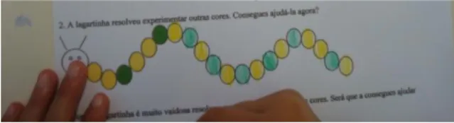 Figura 2-  Registo de uma criança que aplicou a estrutura ABAB e retomou a estrutura AABAAB no  final 