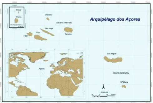 Figura I.1. Localização geográfica do arquipélago dos Açores    (Fonte: Secção de Geografia, 2005)