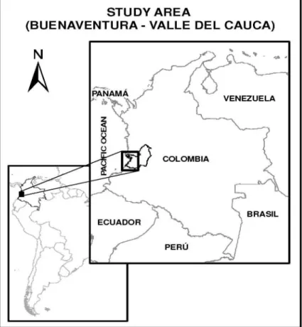 Figure 1 - Location of  study area, Buenaventura – Colombia Figura 1 - Localización del Área de Estudio, Buenaventura – Colombia.