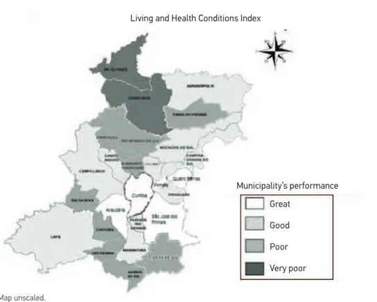 Figure 2. Groups of municipalities according to the performance in the Living and Health  Conditions Index.