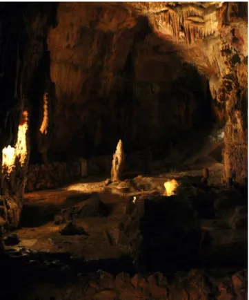 Figura 4.19 – Vista geral do interior da sala em estudo nas grutas de Alvados. [fotografia da autora] 