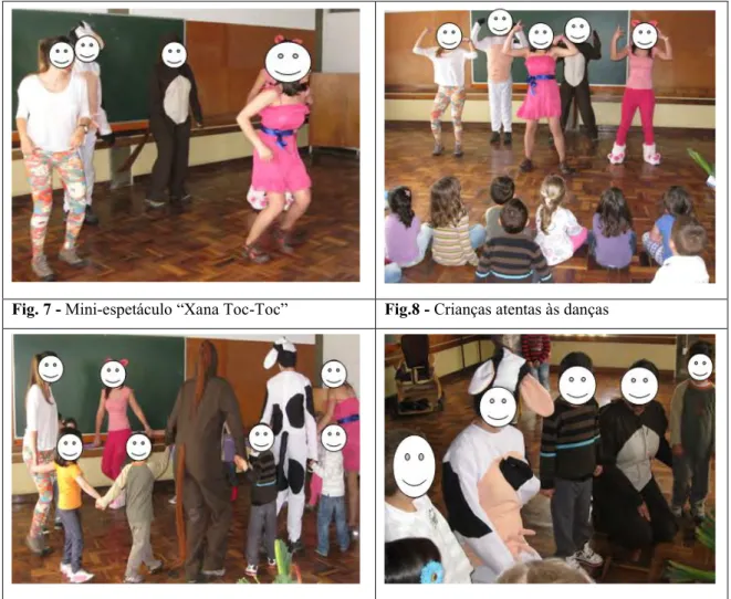 Fig. 7 - Mini-espetáculo “Xana Toc-Toc”  Fig.8 - Crianças atentas às danças 