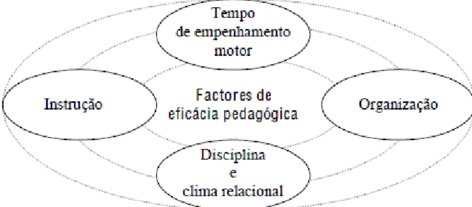 Figura 2: Ilustra as interações dos principais fatores de eficácia pedagógica (adaptado  Quina, 2008, p.78)
