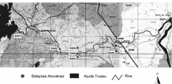 Figura 2 - Área de estudo e localização das estações amostrais.